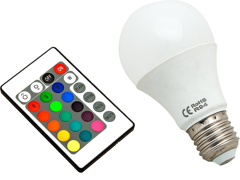 RGB/W LED-lamp E27 7W 500lm WARM WIT 3000K RGB/W LED-lamp E27 7W 500lm WARM WIT 3000K
